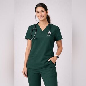 FIGS Forest Green V-Neck New collection Scrub Top size S NWT